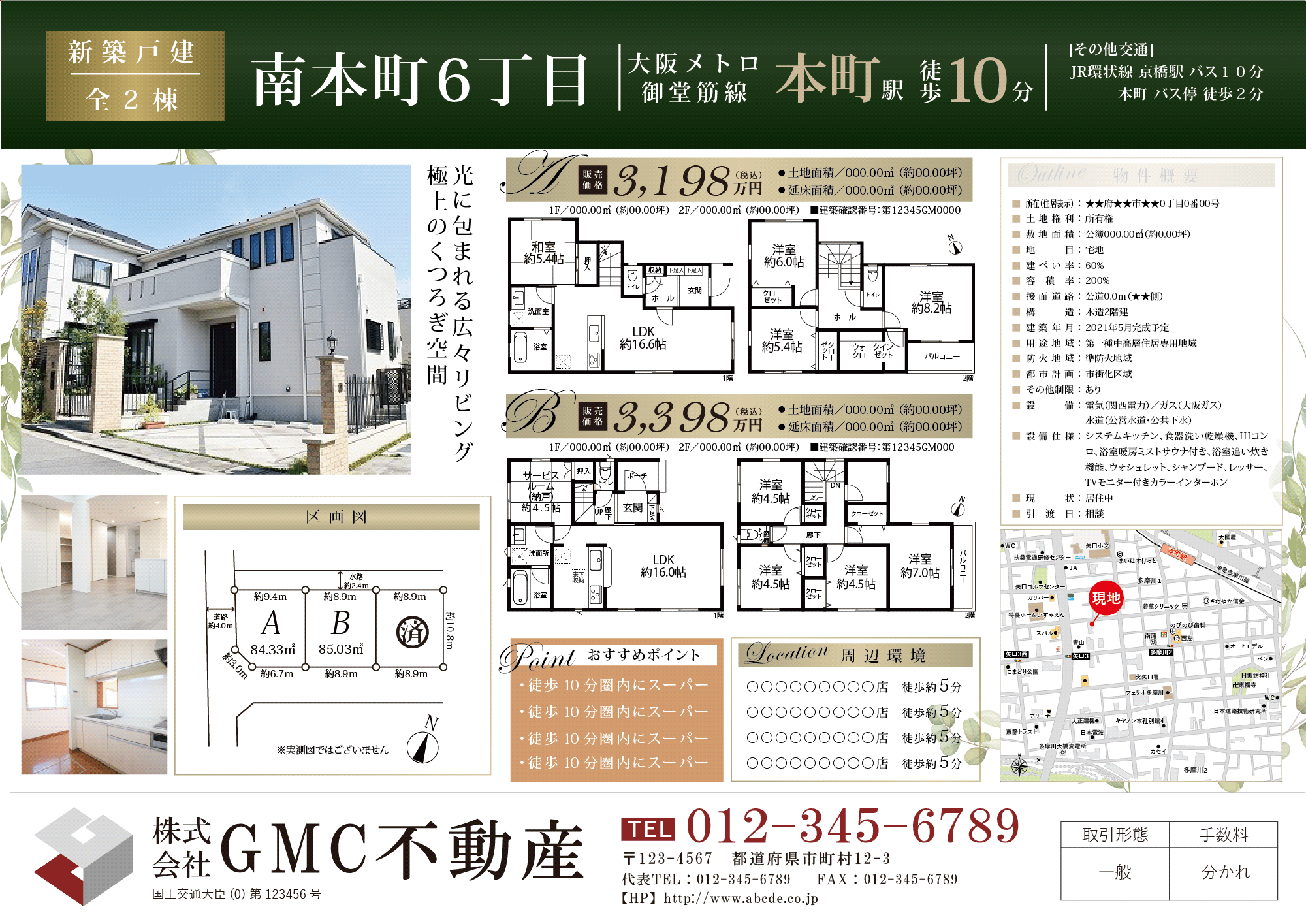 新築戸建て販売図面作成代行サービス（案内地図ありタイプ）