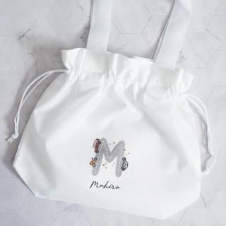 持ち手付き巾着☆くるま ポリエステル巾着トート 〔30〕 くるま｜名入れ 無料｜車 自動車