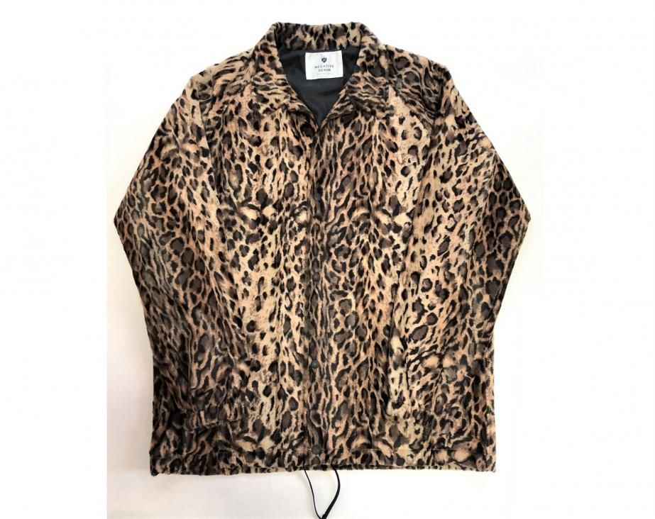 NEGATIVE DENIM / LEOPARD COACH JACKET