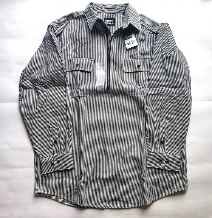 KEY  / Hickory Stripe Shirt Zip Front