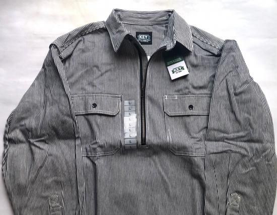 KEY  / Hickory Stripe Shirt Zip Front
