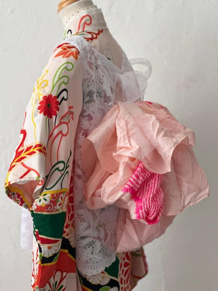 アンティーク　女の子　子供着物　七五三　アンティーク着物　3歳　NO33 レンタル】七五三 3歳 着物 ニコアンティーク 女の子 被布セット