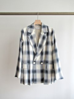 PHEENY(フィーニー) RAYON OMBRE CHECK DOUBLE-BREASTED JACKET [WOMEN]