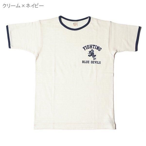 ウエアハウス WAREHOUSE プリント リンガー Tシャツ BLUE DEVILS