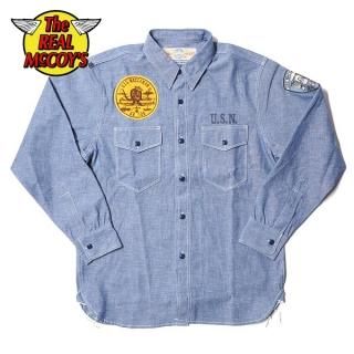  ꥢޥå  ֥졼 Ĺµ U.S.N. CHAMBRAY SHIRT L/S USS WACCAMAW MS20003 THE REAL McCOY'S