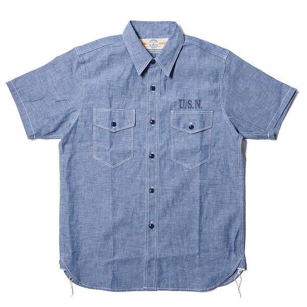 ザ リアルマッコイズ U.S.N. シャンブレーシャツ 半袖 CHAMBRAY SHIRT S/S MS18014 THE REAL McCOY'S  - セルロイド CELLULOID