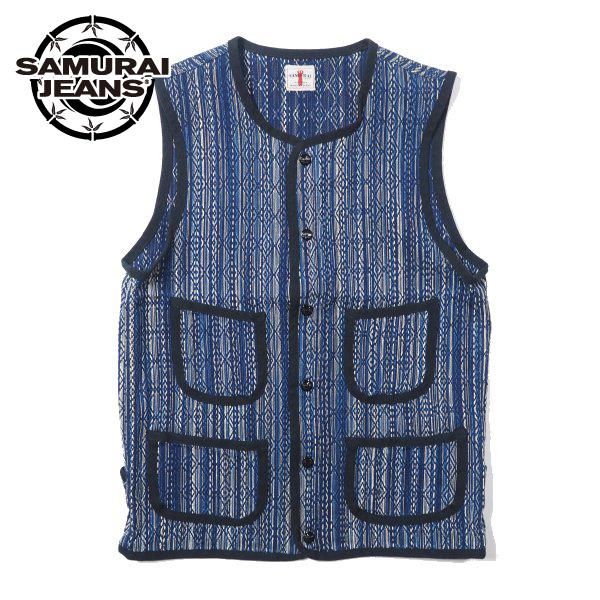 サムライジーンズ 藍絣刺し子ベスト SJVT18-KS SAMURAI JEANS