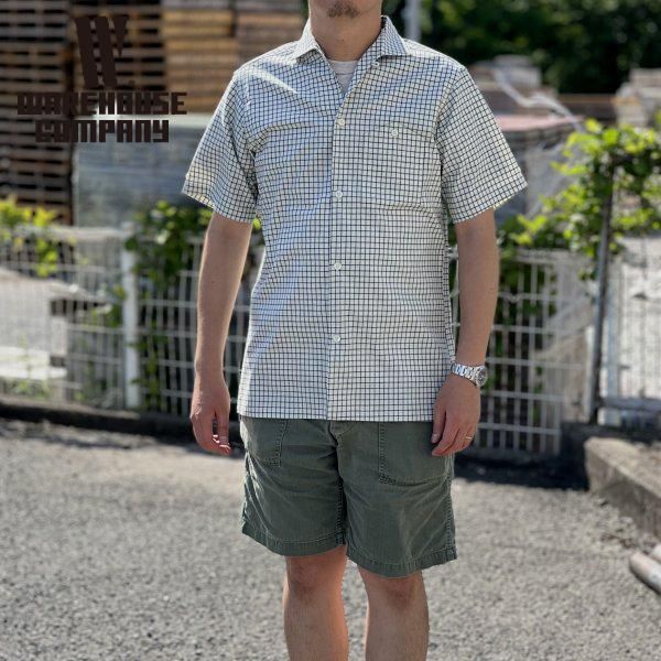 人気沸騰ブラドン オープンカラーシャツ ウエアハウス チェック S 3091 ストライプ トップス