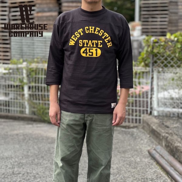 経年変化 済】warehouse フットボール七分袖シャツ - Tシャツ