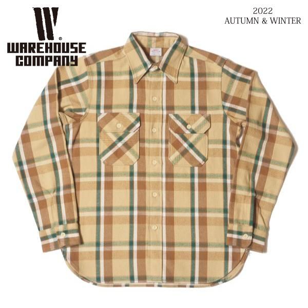 予約商品]ウエアハウス 3104 F柄 ベージュ FLANNEL SHIRTS フランネル