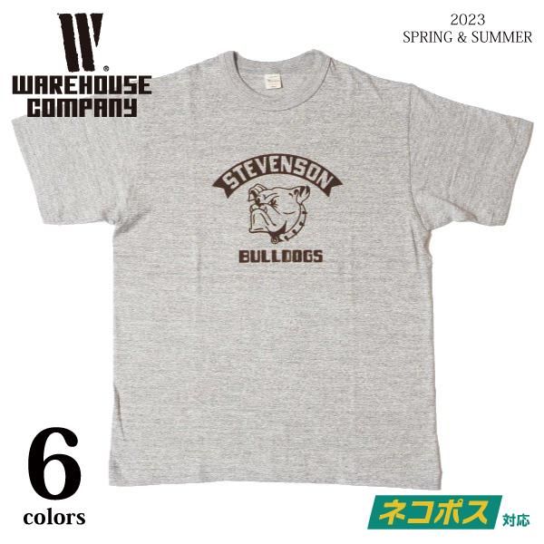 [ネコポス送料200円]ウエアハウス Lot 4601 STEVENSON プリントTシャツ ブルドッグ WAREHOUSE[2023年春夏新作] -  セルロイド CELLULOID