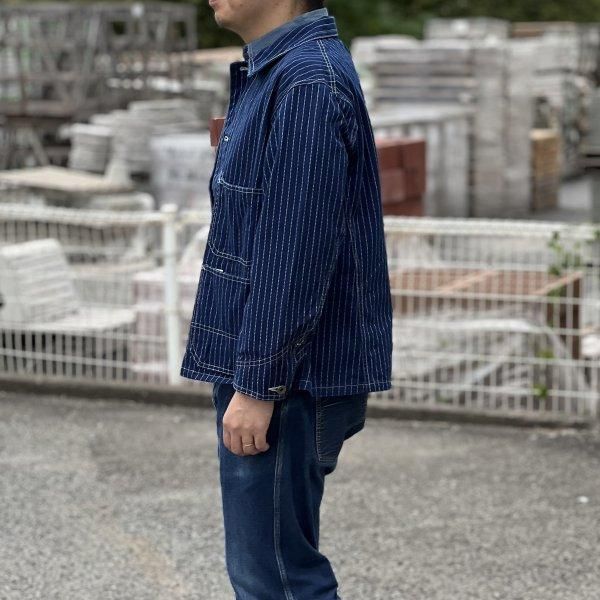 フルカウント 2033-1 INDIGO WABASH STRIPE CHORE JACKET インディゴウォバッシュ チョアジャケット  FULLCOUNT[2023年秋冬新作] - セルロイド CELLULOID