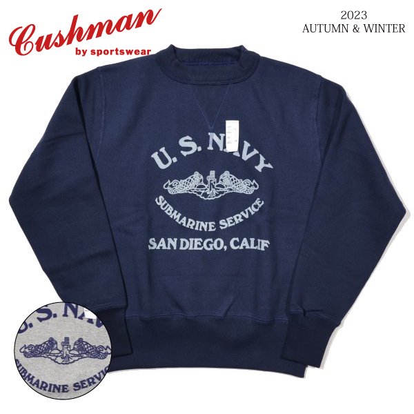 クッシュマン 26901P PRINT SET IN SLEEVE SWEAT U.S.NAVY SUBMARINE SERVICE プリント  セットインスウェット スエット 2023年秋冬新作 - セルロイド CELLULOID