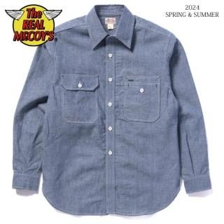  ꥢޥå MS24004 8HU CHAMBRAY SERVICEMAN SHIRT ֥졼  THE REAL McCOY'S 2024ǯղ