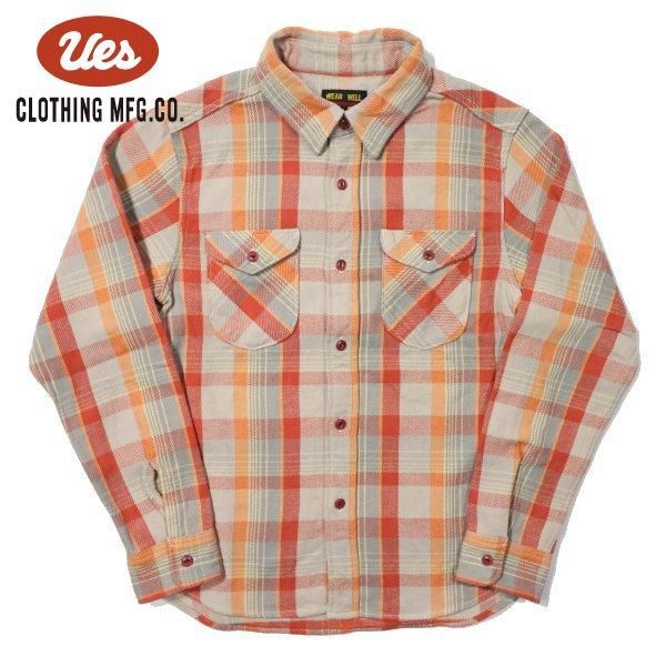 UES ヘビーネルシャツ チェック オレンジ系 サイズ2 UES ヘビーネルシャツ チェック オレンジ系 サイズ2 UES ヘビー
