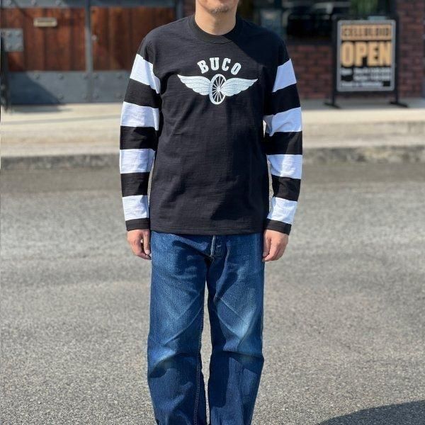ザ リアルマッコイズ BC25001 BUCO STRIPED SLEEVE TEE / FLYING