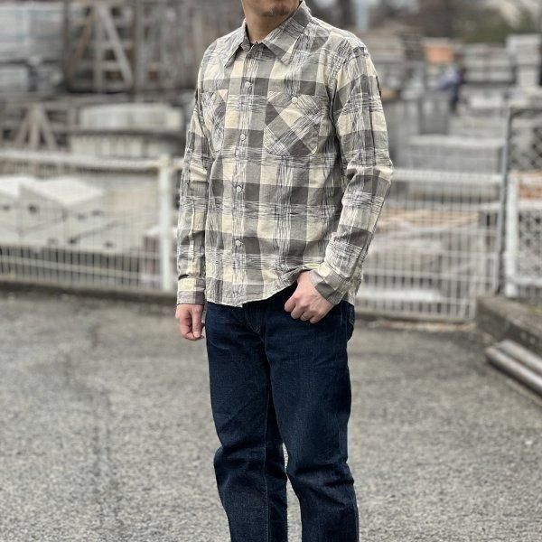 クッシュマン 25491 KASURI CHECK OPEN COLLAR SHIRTS カスリ
