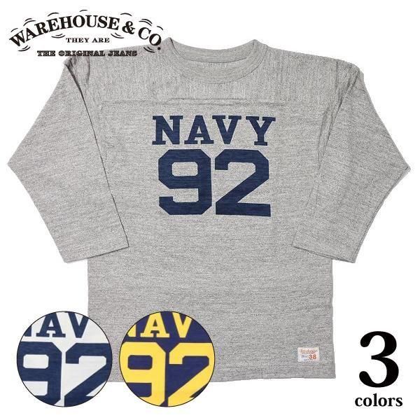 ネコポス送料200円 ウエアハウス Lot 4063 NAVY 92 7分袖フットボールT