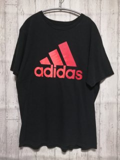 古着 adidasビッグロゴTシャツ/L black 黒 スポーツ 