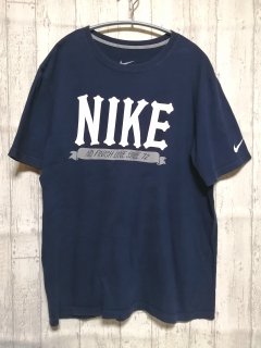 古着 NIKEビッグロゴTシャツ/L navy 紺 ナイキ スポーツ 90s
