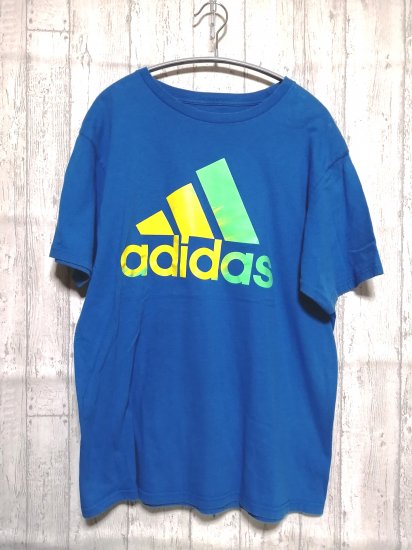 古着 adidasビッグロゴTシャツ アディダス/L blue 青 ブルー - 古着屋