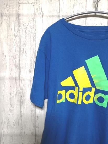 最も信頼できる ビッグロゴ Adidas アディダス 古着 Tシャツ L ブルー Tシャツ カットソー 半袖 袖なし