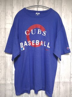 champion Tシャツ CUBS baseball /L blue 青 チャンピオン 古着