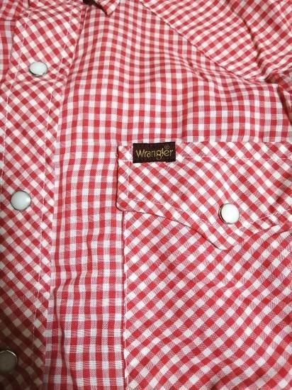 wrangler ギンガムチェックウエスタンシャツ 長袖 赤 M USA製 wrangler ギンガムチェックウエスタンシャツ 長袖 赤 M USA製