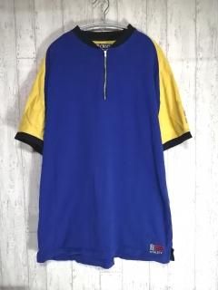 CHAPS RALPH LAUREN ハーフジップTシャツ L ラグラン ブルー イエロー - 古着屋kooky-kooky CHAPS RALPH LAUREN ハーフジップTシャツ L ラグラン ブルー イエロー - 古着屋kooky-kooky