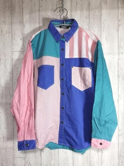 GITANO クレイジーパターンシャツ 長袖 パステル M ピンク - 古着屋 