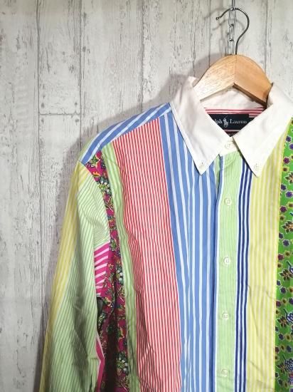 Ralph Lauren ボタンダウン 長袖シャツ M クレイジーパターン マルチ 