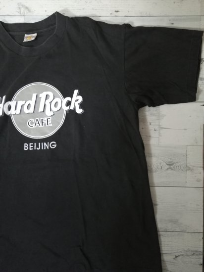 Hard Rock CAFE  オープンカラーシャツ　刺繍　ピンバッチ　黒　L