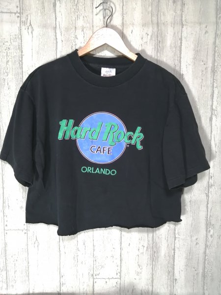 HARD ROCK CAFE カットオフ リメイクTシャツ 黒 ORLANDO XL ハードロックカフェ　　USA製 - 古着屋kooky-kooky