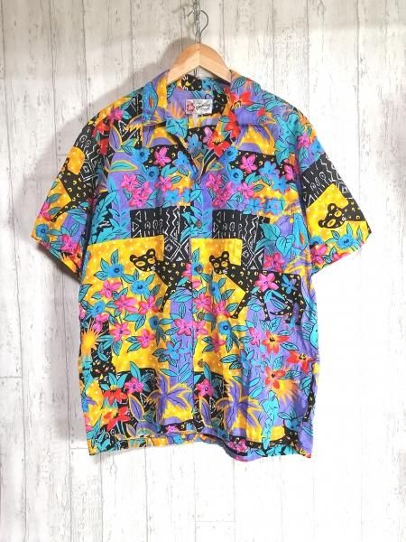 US ビンテージ  総柄 柄シャツ 半袖 アロハ シャツ 2XL レトロ