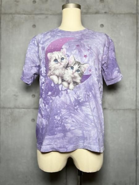 The Mountain Usaコットン 猫tシャツ タイダイ染め レディースl パープル 古着屋kooky Kooky