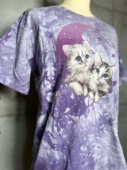 THE MOUNTAIN USAコットン 猫Tシャツ タイダイ レディースL