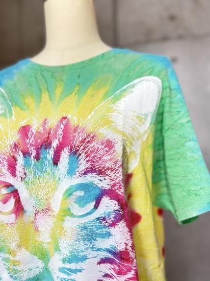 タイダイ染め 猫Tシャツ L ねこちゃん サイケデリック - 古着屋kooky-kooky タイダイ染め 猫Tシャツ L ねこちゃん サイケデリック - 古着屋kooky-kooky