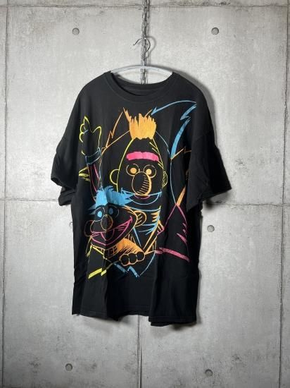 古着 90s アニマル セサミストリート カーミット 半袖 シャツ ブラック 黒 古着 90s アニマル セサミストリート カーミット 半袖 シャツ