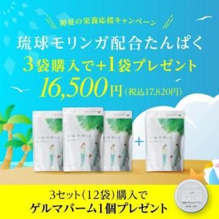 初夏の栄養応援キャンペーン『琉球モリンガたんぱく3袋購入+1袋プレゼント』3セット（12袋）購入でもれなく『ゲルマバーム』をプレゼント