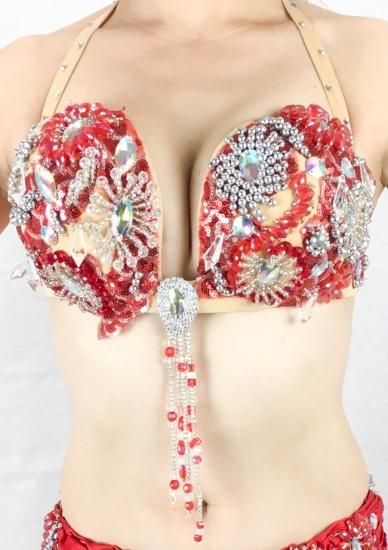 ペリーダンス衣裳 エジプト製 レッド アクセサリー付 ペリーダンス衣裳 エジプト製 レッド アクセサリー付 新品