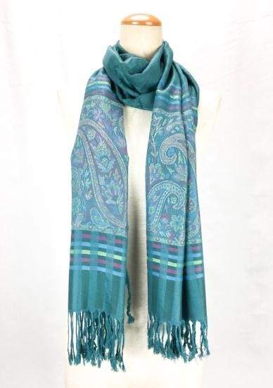 エジプト製 PASHMINAストール【エメラルドグリーン】 - ベリー エジプト製 PASHMINAストール【エメラルドグリーン】 - ベリー