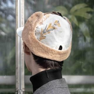 HERRINGBONE KOME CAP WITH EAR MUFF