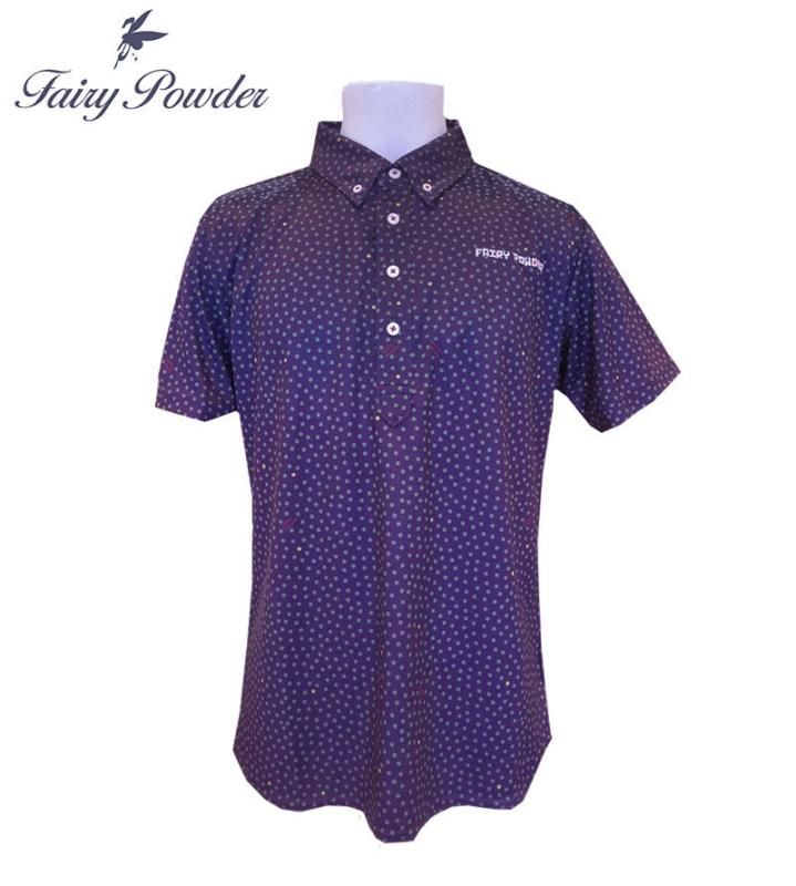 FP22-1103 Men's角ドット半袖ポロ(パープル) - FairyPowder FP22-1103 Men's角ドット半袖ポロ(パープル) - FairyPowder