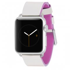 【Apple Watch 用交換バンド】アップル ウォッチ 1-3(38mm),4-6/SE(40mm),7(41mm) 共用 本革バンド Edged Leather Ivory/Pink