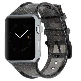 【樹脂素材にキラキラのラメを封入】Apple Watch 1-3(42mm),4-6/SE(44mm),7/8/9(45mm) 共用 band - Sheer Glam - Noir