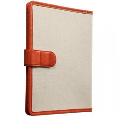 【キャンバス張りのブックスタイルケース】 iPad 2〜4 Trimmed Canvas Tangerine Tango/White