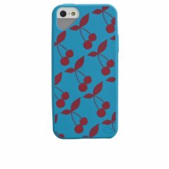 iPhone SE/5s/5 б Cloud Print Case, Turquoise with Cherry Print