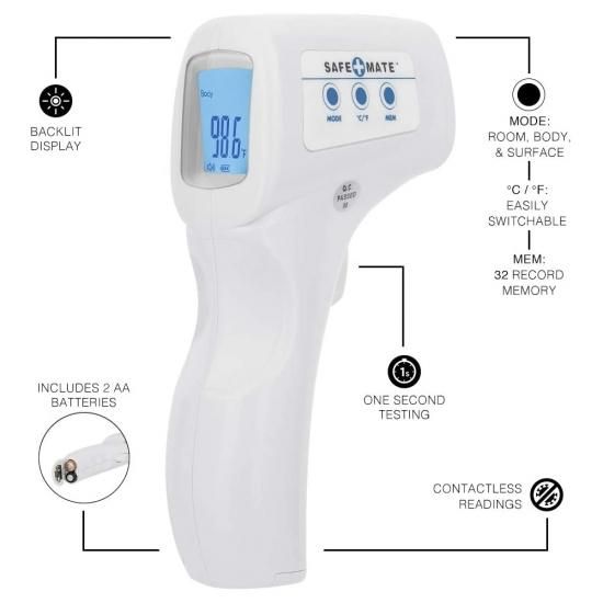 非接触　温度計　体温計 Safe+Mate 非接触型赤外線体温計 - 体温 - 表面温度 - 空間温度