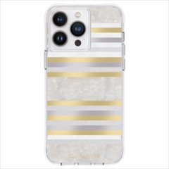 【真珠貝を使用のデザインケース+MagSafe®完全対応】iPhone 14 Pro Max Pearl Stripes w/ Magsafe 抗菌仕様