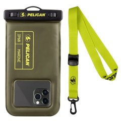 【Pelican×Case-Mate】防水ポーチ Marine Waterproof Floating Pouch - Olive Drab/Yellow 6.5インチ程度のスマホまで対応